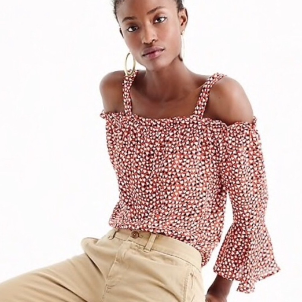 JCrew Cold Shoulder Top w/ Bell Sleeves